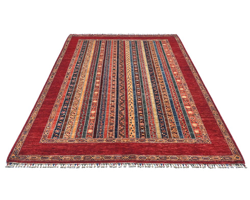 6x8 Multicolor Khurgeen Afghan Hand Knotted Wool Area Rug